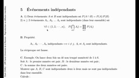 L1 SPS_UE7.S2-A5 Espace et probabilité - Evènements indépendants